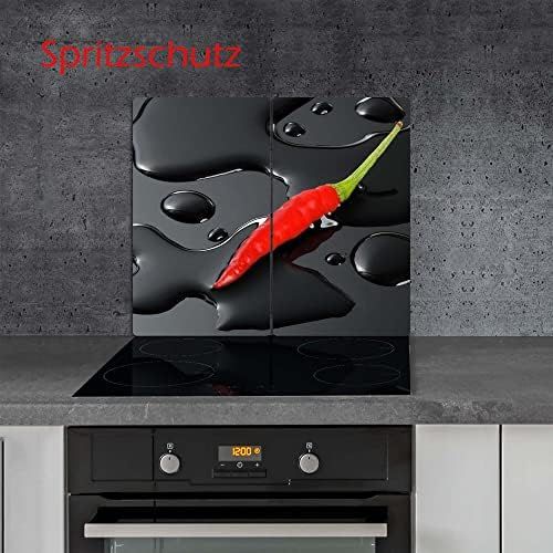  [아마존베스트]decorwelt Hob cover plates 2 x 30 x 52 cm, ceramic hob cover, 2-piece, universal electric hob, induction for hobs, stove protection, decorative chopping board, safety glass, splash