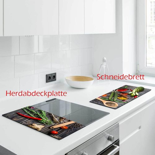  [아마존베스트]decorwelt Hob cover plates 2 x 30 x 52 cm ceramic hob cover 2 pieces universal electric hob induction for hobs stove protection decorative chopping board safety glass splash guard