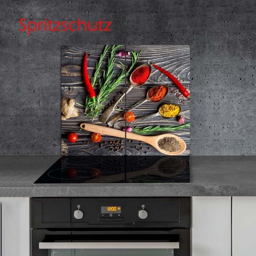  [아마존베스트]decorwelt Hob cover plates 2 x 30 x 52 cm ceramic hob cover 2 pieces universal electric hob induction for hobs stove protection decorative chopping board safety glass splash guard