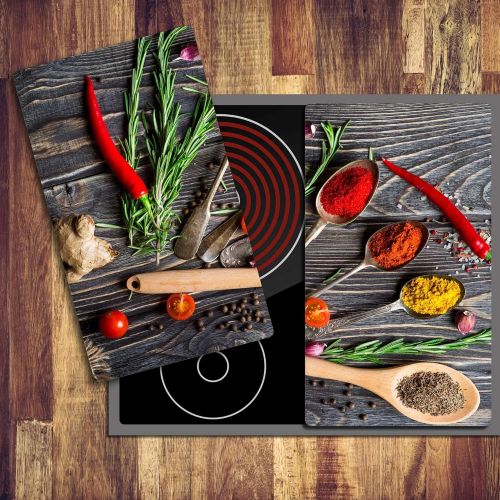  [아마존베스트]decorwelt Hob cover plates 2 x 30 x 52 cm ceramic hob cover 2 pieces universal electric hob induction for hobs stove protection decorative chopping board safety glass splash guard