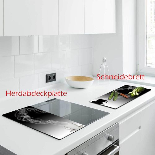  [아마존베스트]decorwelt Hob cover plates 2 x 30 x 52 cm ceramic hob cover 2 pieces universal electric hob induction for hobs stove protection decorative chopping board safety glass splash guard