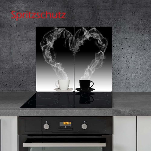  [아마존베스트]decorwelt Hob cover plates 2 x 30 x 52 cm ceramic hob cover 2 pieces universal electric hob induction for hobs stove protection decorative chopping board safety glass splash guard