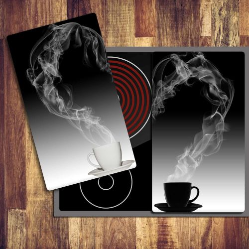  [아마존베스트]decorwelt Hob cover plates 2 x 30 x 52 cm ceramic hob cover 2 pieces universal electric hob induction for hobs stove protection decorative chopping board safety glass splash guard