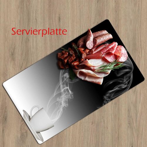  [아마존베스트]decorwelt Hob cover plates 2 x 30 x 52 cm ceramic hob cover 2 pieces universal electric hob induction for hobs stove protection decorative chopping board safety glass splash guard