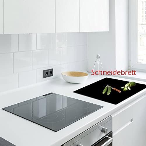  [아마존베스트]decorwelt Hob cover plate 60 x 52 cm, ceramic hob cover, 1-piece, universal electric hob, induction for hobs, stove protection, decorative chopping board, safety glass, splash guar