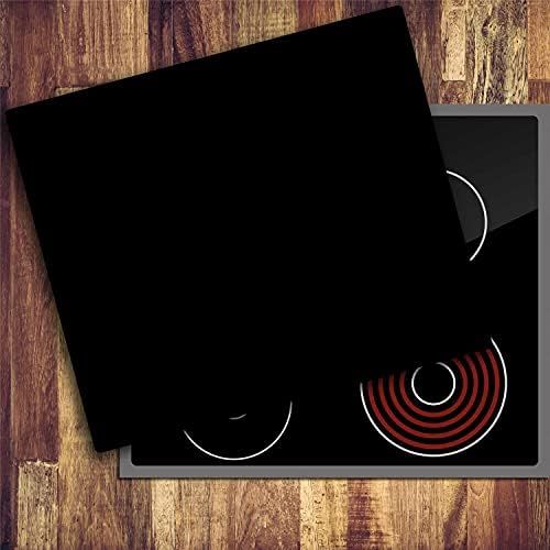  [아마존베스트]decorwelt Hob cover plate 60 x 52 cm, ceramic hob cover, 1-piece, universal electric hob, induction for hobs, stove protection, decorative chopping board, safety glass, splash guar