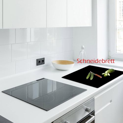  [아마존베스트]decorwelt Hob cover plate 60 x 52 cm, ceramic hob cover, 1-piece, universal electric hob, induction for hobs, stove protection, decorative chopping board, safety glass, splash guar