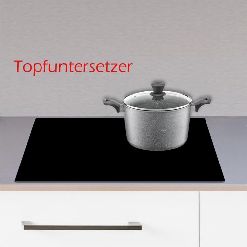  [아마존베스트]decorwelt Hob cover plate 60 x 52 cm, ceramic hob cover, 1-piece, universal electric hob, induction for hobs, stove protection, decorative chopping board, safety glass, splash guar