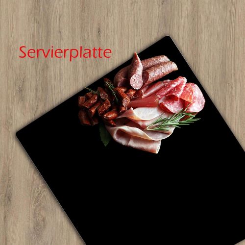  [아마존베스트]decorwelt Hob cover plate 60 x 52 cm, ceramic hob cover, 1-piece, universal electric hob, induction for hobs, stove protection, decorative chopping board, safety glass, splash guar