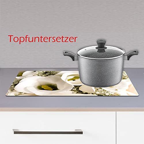  [아마존베스트]Decorwelt Ceramic Hob/cover Electric Induction Hob Cover Protective Decorative Glass Plate Chopping Board Safety Glass Splash Guard Rose