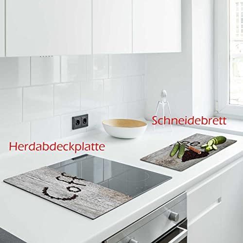  [아마존베스트]Decorwelt/Glass Ceramic Hob/cover Electric Induction Hob Cover Protective Decorative Plate Glass Chopping Board Safety Glass Splash Guard Cafe Brown Heart