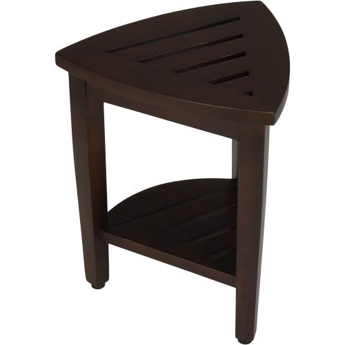  Decoteak New- Oasis FULLY ASSEMBLED Teak Corner Shower Bench With Shelf- Shower Sitting, Storage, Saving Foot Rest