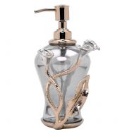 Decozen The Calla Lily Glass Soap Dispenser in Black Luster Finish Gold Finished Aluminum Calla Lily Branch Decoration Smooth Dispensing for Soap and Lotion Decorative Soap Dispens