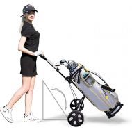 Decsix Golf Pull Push Cart, Foot Operated Brake Golf Carts 2 Wheel Folding Golf Trolley with Scorecard and Water Cup Holder for Women Men