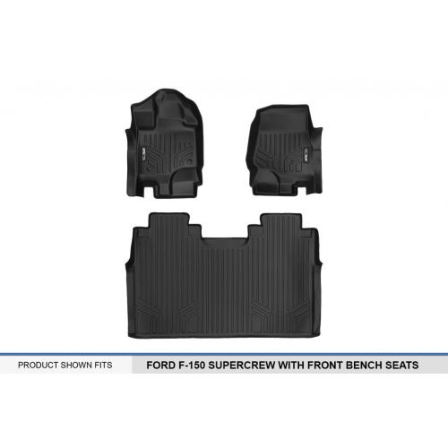  Dee MAX LINER A0167/B0188 Custom Fit Floor Mats 2 Liner Set Black for 2015-2019 Ford F-150 SuperCrew Cab with 1st Row Bench Seat