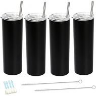 [아마존베스트]Dee duoduo 4 Pack Stainless Steel Tumbler with Straw and Lid, Vacuum Insulated Double Wall Cup for Coffee, Tea, Beverages(Black, 20 oz)