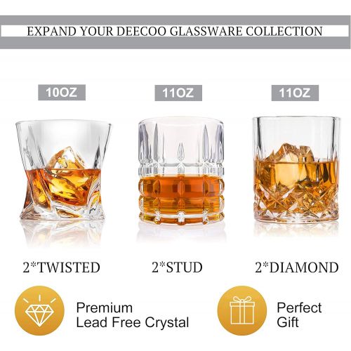  [아마존베스트]DeeCoo Whiskey Glasses-Premium 10, 11 OZ Scotch Glasses Set of 6 /Old Fashioned Whiskey Glasses/Style Glassware for Bourbon/Rum glasses/Bar Tumbler Whiskey Glasses(Mixed)