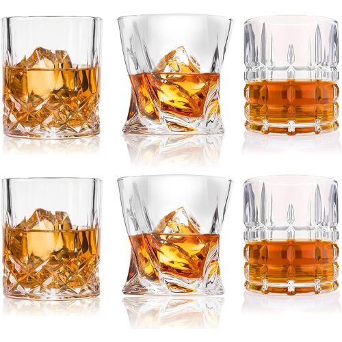  [아마존베스트]DeeCoo Whiskey Glasses-Premium 10, 11 OZ Scotch Glasses Set of 6 /Old Fashioned Whiskey Glasses/Style Glassware for Bourbon/Rum glasses/Bar Tumbler Whiskey Glasses(Mixed)