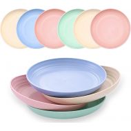 [아마존베스트]DeeCoo 10 Inch Wheat Straw Deep Dinner Plates - Microwave and Dishwasher Safe, Unbreakable Sturdy Plastic Dinner Plates - Set of 6 - Healthy Cereal Dishes/ Kids-toddler & Adult