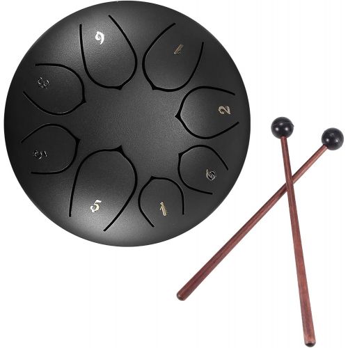  [아마존베스트]DeeCozy Slotted Drums, Steel Tongue Drum, 6 Inch 8 Tone D Tone, Handpan Drum with Drumsticks, Bag, Finger Cover, Percussion Instrument for Musical Education Concert Mind Healing, Black