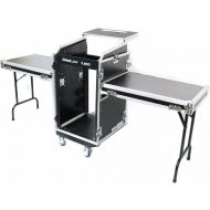 DeeJay LED 11 RU Slant Mixer Rack / 16 RU Vertical Rack System Combo Case with Caster Board, Two Tables, and 17