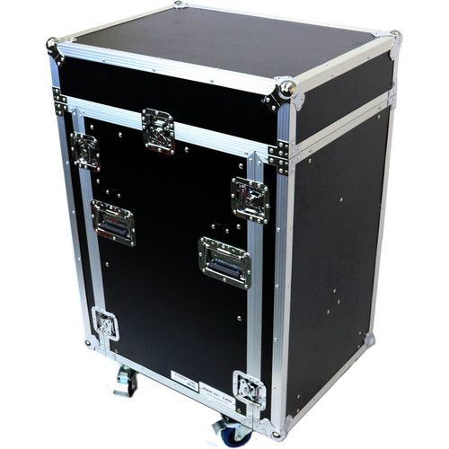  DeeJay LED 11 RU Slant Mixer Rack / 16 RU Vertical Rack System Combo Case with Caster Board, Two Tables, and 17