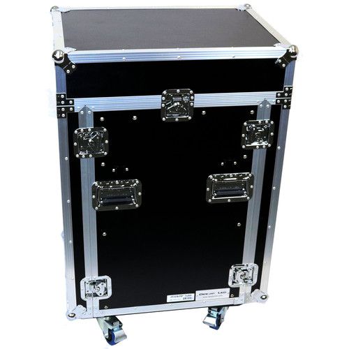  DeeJay LED 11 RU Slant Mixer Rack / 16 RU Vertical Rack System Combo Case with Caster Board, Two Tables, and 17