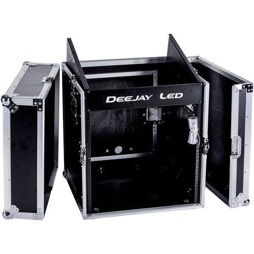  DeeJay LED 10RU Slant Mixer Rack / 10RU Vertical Rack System with Full AC Door