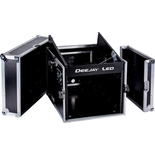  DeeJay LED 14 RU Slant Mixer Rack / 8 RU Vertical Rack System with Full AC Door