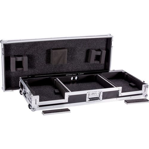  DeeJay LED Coffin for Two Pioneer CDJ-2000 and DJM-2000 Mixers with Low Profile Wheels