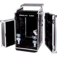 DeeJay LED 11 RU Slant Mixer Rack / 16 RU Vertical Rack System Combo Case with Caster Board, Table, and 17