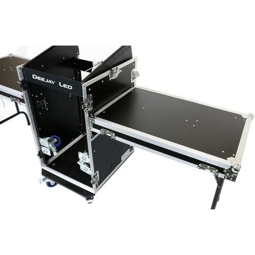  DeeJay LED 11 RU Slant Mixer Rack / 16 RU Vertical Rack System Combo Case with Caster Board and Two Tables