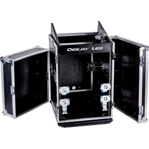  DeeJay LED 10RU Slant Mixer Rack / 10RU Vertical Rack System with Caster Board