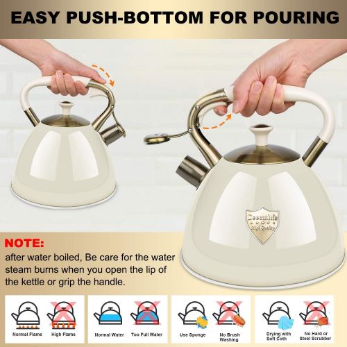  Deeoutlife Tea Kettle Stove Top 3.17Quart Modern Whistling Tea Kettle-Surgical 5 Layer Stainless Steel Teakettle Teapot with Cool Touch Ergonomic Handle Teapot - Pot For Stove Top