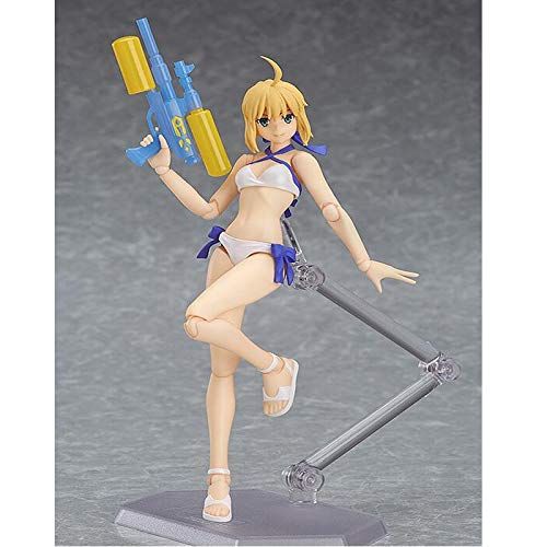  Deep Huble Fate Stay Night Saber Action Anime Figure Movable Joints Water Gun Version Collection Bikini Toy Gift Boxed Y7507