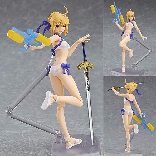  Deep Huble Fate Stay Night Saber Action Anime Figure Movable Joints Water Gun Version Collection Bikini Toy Gift Boxed Y7507