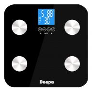 Deepa GoWISE USA Body Fat Scale with FDA approved Measures Weight, Body Fat, Water, & Bone Mass 400 Lbs Capacity Tempered Glass (Black)