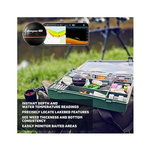  Deeper PRO Smart Sonar Castable and Portable Smart Sonar WiFi Fish Finder for Kayaks and Boats on Shore Ice Fishing Fish Finder