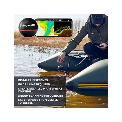  Deeper PRO Smart Sonar Castable and Portable Smart Sonar WiFi Fish Finder for Kayaks and Boats on Shore Ice Fishing Fish Finder