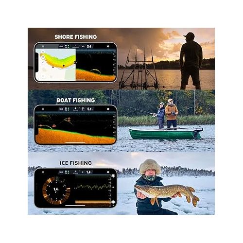  Deeper PRO Smart Sonar Castable and Portable Smart Sonar WiFi Fish Finder for Kayaks and Boats on Shore Ice Fishing Fish Finder