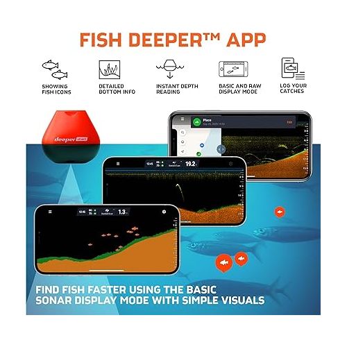  Deeper START Smart Fish Finder - Portable Fish Finder and Depth Finder For Recreational Fishing From Dock, Shore Or Bank | Castable Deeper Fish Finder with FREE User Friendly App | Phone Compatible