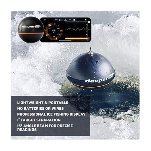  Deeper PRO+ Smart Sonar Castable and Portable WiFi Fish Finder with Gps for Kayaks and Boats on Shore Ice Fishing Fish Finder