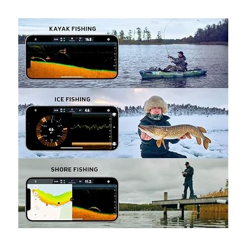  Deeper PRO+ Smart Sonar Castable and Portable WiFi Fish Finder with Gps for Kayaks and Boats on Shore Ice Fishing Fish Finder