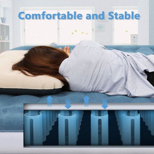  Air Mattress Queen Size Airbed,Deeplee Blow up bed Inflatable Mattress with Rechargeable Air Pump for Home,Camping,Guest Bed,Height 9 inch