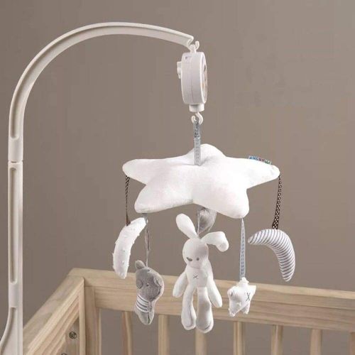  [아마존베스트]DeerBB Deerbb Baby Nursery Crib Mobile Bed Bell Musical Interactive Toys for 0-12 Months Newborn Best Kids Boys Girls Gift Infant Cot Bassinet Mobile Bed Ring with Arm and Music Box (Whit