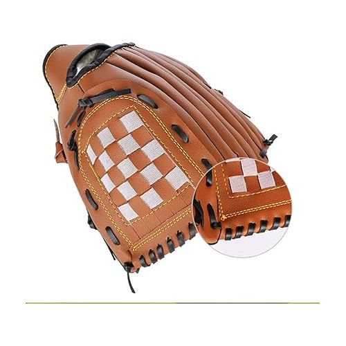  Baseball and Softball Pitcher Gloves for Kids Adult Left Hand Brown, Litchi Grain Thickened
