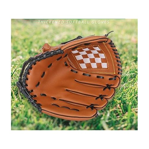  Baseball and Softball Pitcher Gloves for Kids Adult Left Hand Brown, Litchi Grain Thickened