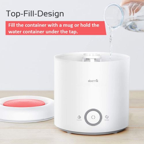  Deerma Top Filling Humidifier - 2 in 1 Ultrasonic Humidifier with 360° Rotatable Mist Outlet, 2.5L Water Tank, Auto Shut Off, Ajustable Mist Volume, Whisper Quiet for Home (Red)