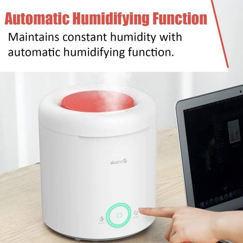  Deerma Top Filling Humidifier - 2 in 1 Ultrasonic Humidifier with 360° Rotatable Mist Outlet, 2.5L Water Tank, Auto Shut Off, Ajustable Mist Volume, Whisper Quiet for Home (Red)