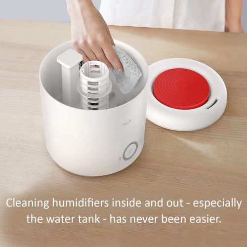  Deerma Top Filling Humidifier - 2 in 1 Ultrasonic Humidifier with 360° Rotatable Mist Outlet, 2.5L Water Tank, Auto Shut Off, Ajustable Mist Volume, Whisper Quiet for Home (Red)